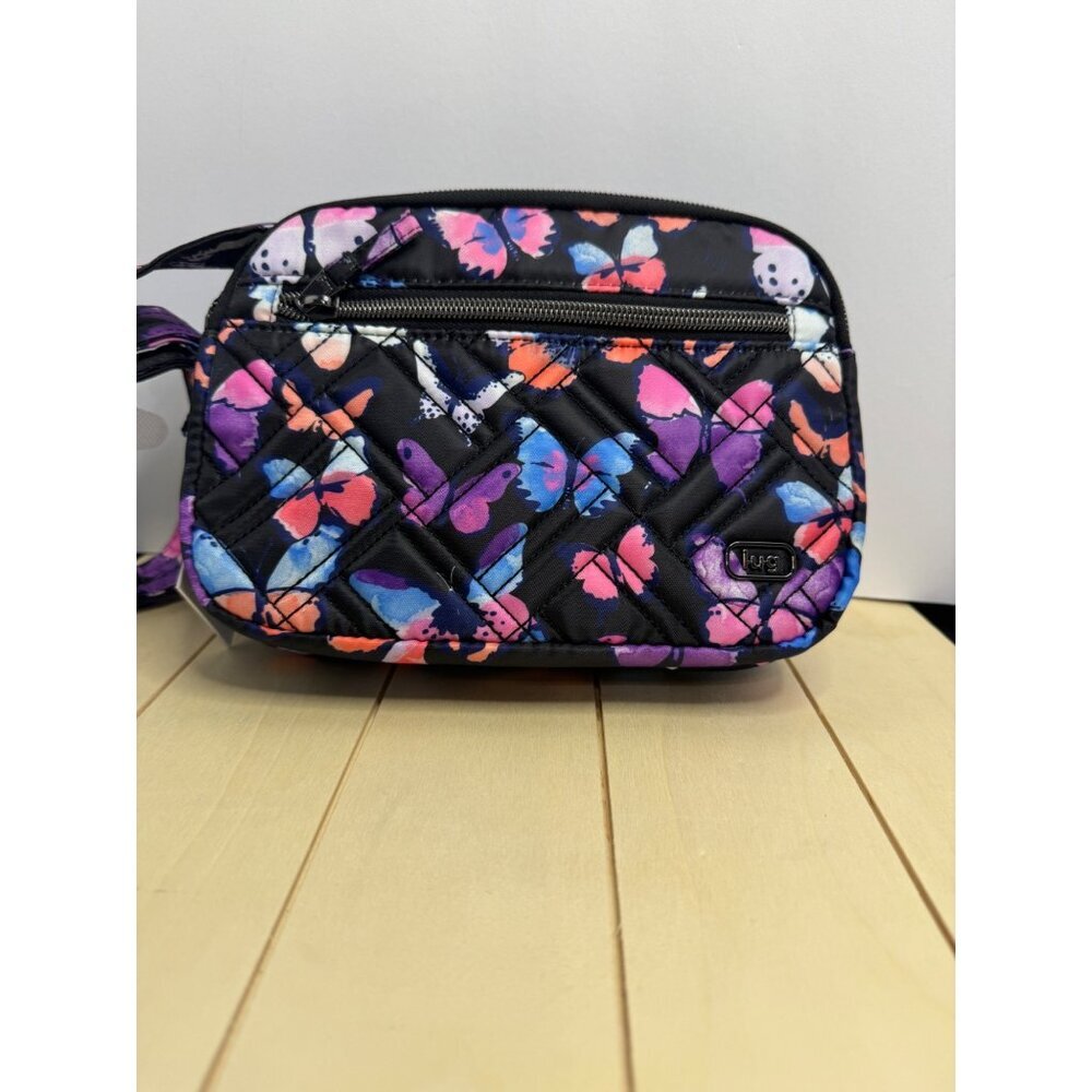 LUG Super Coupe 2 Satin Luxe Convertible Crossbody Bag NWT Watercolor Butterfly